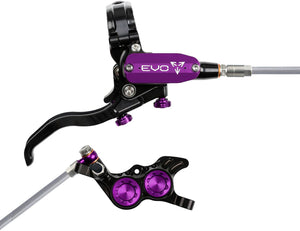 Hope EVO GR4 Disc Brake Lever Set - Right Hand Post Mount 4-Piston Braided Hydraulic Hose BLK/Purple