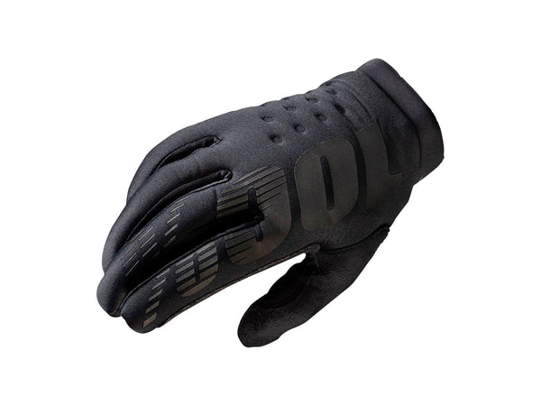 100% Brisker Gloves - Black Full Finger Men's X-Large