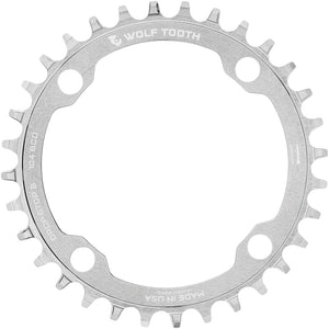 Wolf Tooth 104 BCD Chainring - 30t 104 BCD 4-Bolt Drop-Stop B Raw Silver