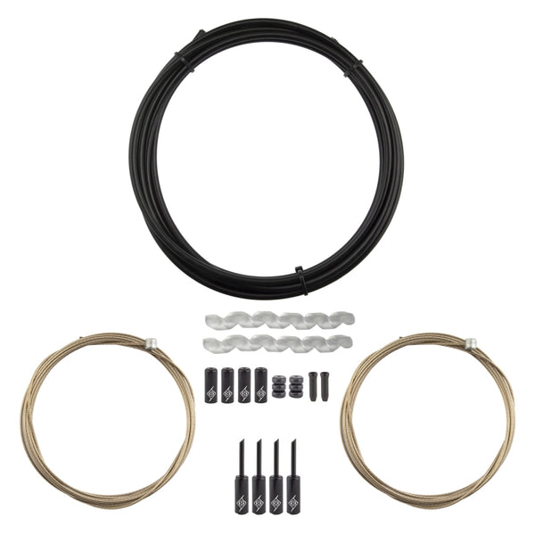 Origin8 SuperSlick Compressionless MTB Brake Cable/Housing Kit Front and Rear 3000mm/1500mm & 2800mm 5mm/1.5mm Black MTB Compressionless