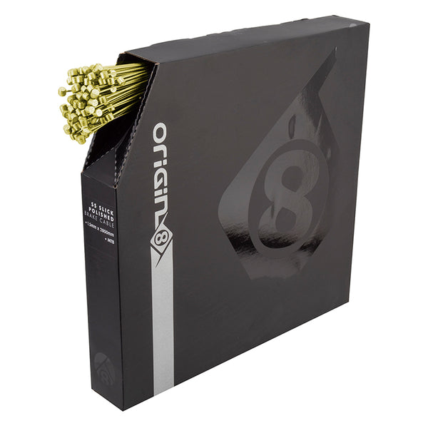 Origin8 SS SuperSlick Nano MTB Brake Cable Front or Rear 2800mm 1.5mm SS Gold Box of 50 MTB