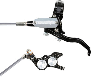 Hope EVO GR4 Disc Brake Lever Set - Left Hand Post Mount 4-Piston Braided Hydraulic Hose BLK/Silver