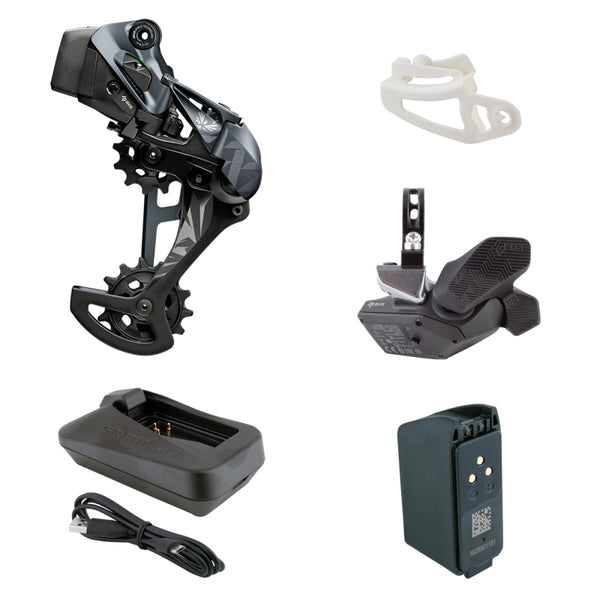 SRAM XX1 Eagle AXS Upgrade Kit - Rear Derailleur 52t Max Battery Eagle AXS Rocker Paddle Controller Clamp Charger/Cord BLK