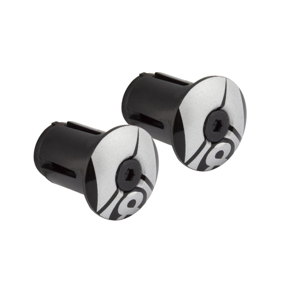Origin8 Reflective Bar End Plugs Black/Reflective Silver Locking 25.5mm