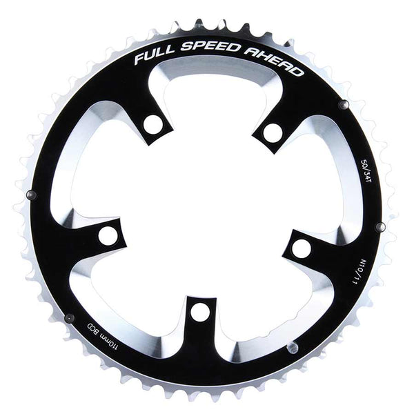 Full Speed Ahead Super Road Chainring - 50t 110 BCD 5-Bolt Aluminum N11 BLK/Silver