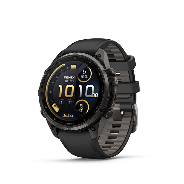Garmin fenix 9 Pro inReach 47mm Watch Watch Color: Black Wristband: Black/ Pebble Grey - Silicone