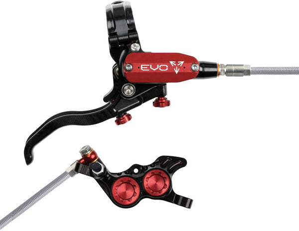 Hope EVO GR4 Disc Brake Lever Set - Right Hand Post Mount 4-Piston Braided Hydraulic Hose BLK/Red