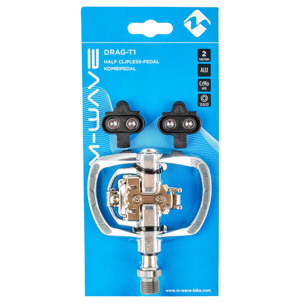 M-Wave DRAG-T1 Dual Sided Pedals Body: Aluminum Spindle: Cr-Mo 9/16'' Silver Pair