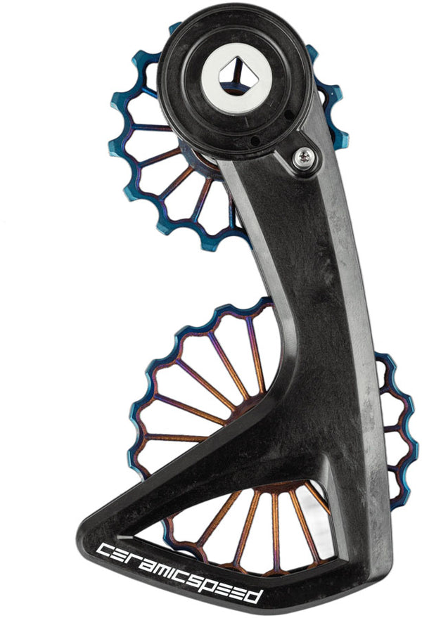CeramicSpeed OSPW RS Pulley Wheel System SRAM Red D1/E1 Force D1 AXS - Coated Races 3D Ti Pulley Carbon Cage Oil Slick PVD v2