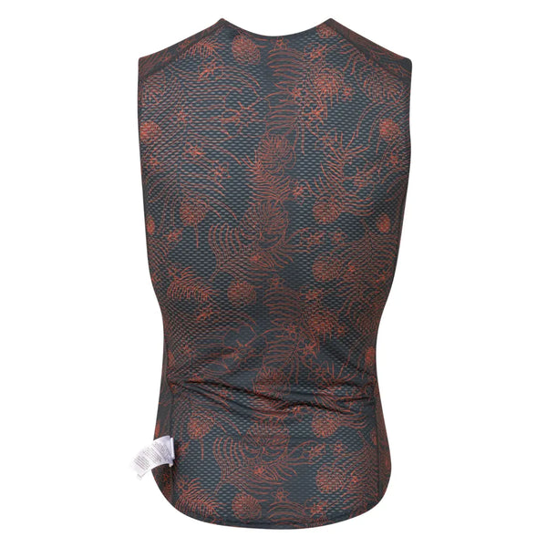 Men's Transfer Mesh Sleeveless Baselayer - DARK INK/SUNSET ORANGE PALM / S