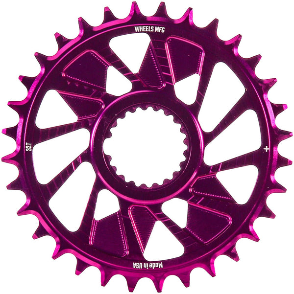 Wheels Manufacturing Direct Mount Chainring - 32t Shimano Direct Mount 1.5mm Outboard Offset HG+ Chain Compatible Purple