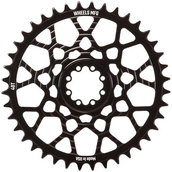 Wheels Manufacturing Gravel Direct Mount Chainring - 40t SRAM 8-Bolt Direct Mount 6.5mm Inboard Offset T-Type Chain Compatible BLK