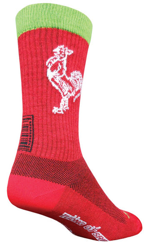 Sockguy Sriracha Acrylic Crew Socks 5-6 Red/Green 