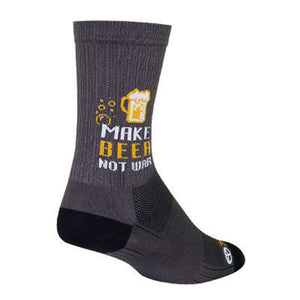 Sockguy Make Beer Not War SGX6 Socks 5-9 Gray 