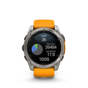 Garmin fenix 8 AMOLED Sapphire 51mm Watch Watch Color: Titanium Wristband: Orange/ Graphite - Silicone