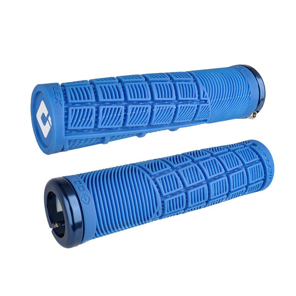 ODI Reflex V2.1 Grips - White/Blue Lock-On