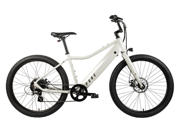 Pure cycles FLUX E-Assist Step-Over 20.5` / LG Putty 27.5` Black 7 Speed Disc Brakes