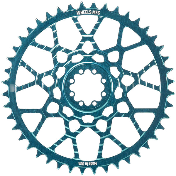 Wheels Manufacturing Gravel Direct Mount Chainring - 46t SRAM 8-Bolt Direct Mount 6.5mm Inboard Offset T-Type Chain Compatible Teal