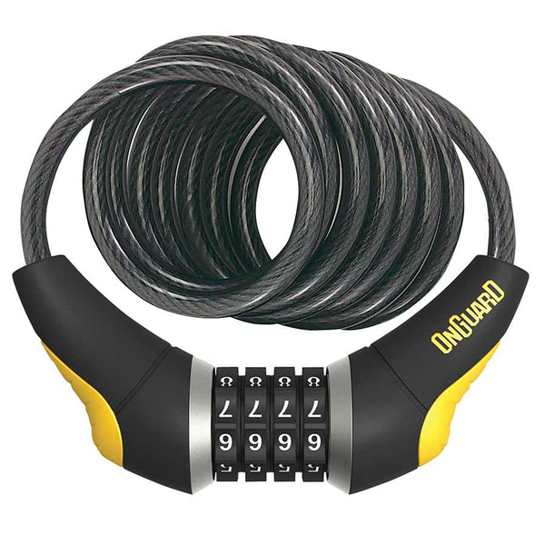 OnGuard Doberman Combo Cable Lock: 6' x 15mm Gray/Black/Yellow