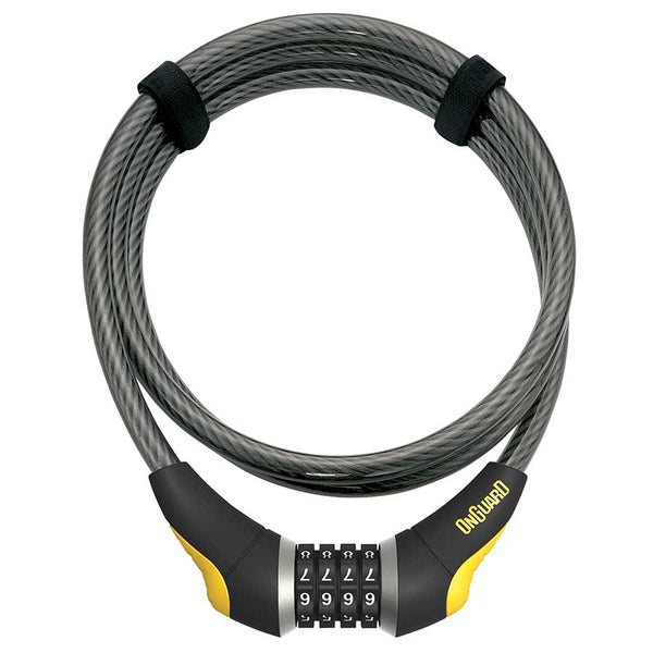 OnGuard Akita Resettable Combo Cable Lock: 6' x 12mm Gray/Yellow