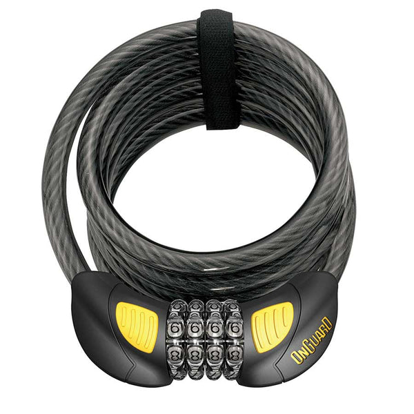 OnGuard Doberman Lighted Combo Cable Lock: 6' x 12 mm Gray/Black/Yellow