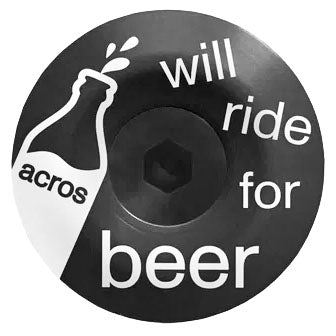Acros Headset Top Cap Aluminum Black Will ride for beer