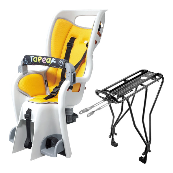 Topeak Baby Seat II Child Seat With Disc Compatible Rear Rack - Fits 26" MTX 2.0 Gray/YLW