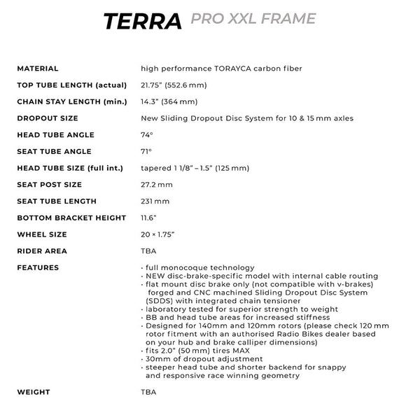 Radio Raceline Terra Disc Pro XXL Black 21.75"
