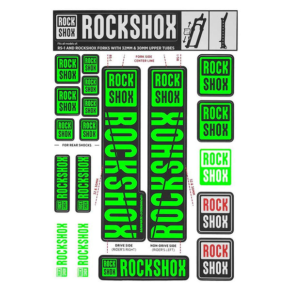 RockShox Fork Decal Kit - 30/32mm/RS1 Green