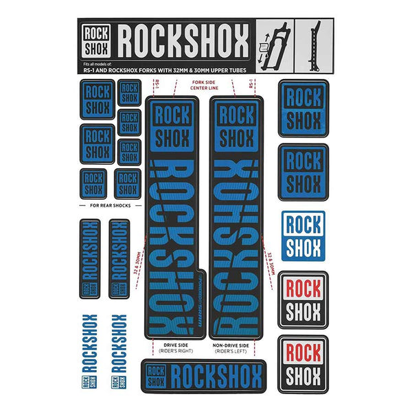 RockShox Fork Decal Kit - 30/32mm/RS1 Blue