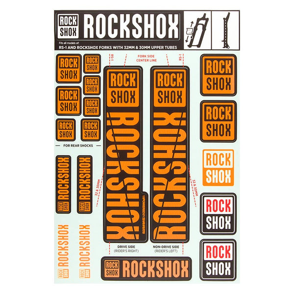 RockShox Fork Decal Kit - 30/32mm/RS1 Orange