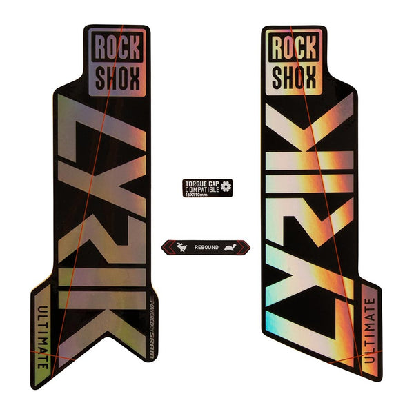 Rockshox Fork Decal Kit - Lyrik Ultimate 27.5"/29" Gloss Rainbow Foil/High Gloss BLK