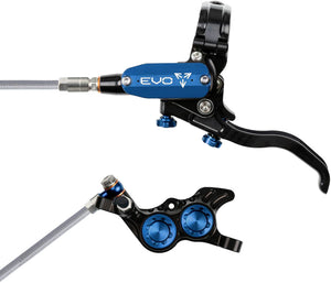 Hope EVO GR4 Disc Brake Lever Set - Left Hand Post Mount 4-Piston Braided Hydraulic Hose BLK/Blue