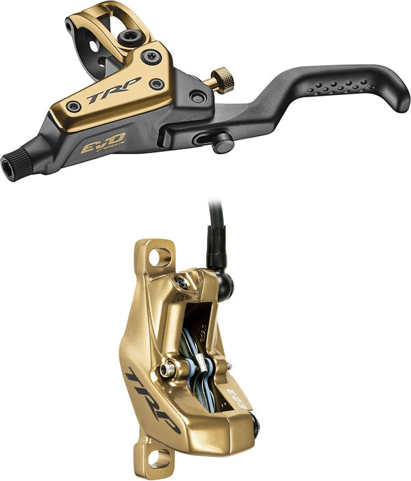 TRP EVO Pro HD-M9040 Disc Brake Lever - Left/Front Rear 1900mm Hose Post Mount 4-Piston Gold