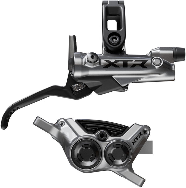 Shimano XTR M9220 Enduro Disc Brake Lever - Right/Rear Post Mount 4-Piston Caliper SM-BH90-SBM Hose Finned Metal Pads Gray