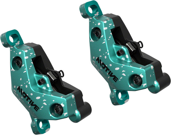 SRAM Motive Ultimate Stealth Expert Disc Brake Kit - Front/Rear Levers Front/Rear Teal Splatter Calipers Adapters Rotors Bleed Kit A1