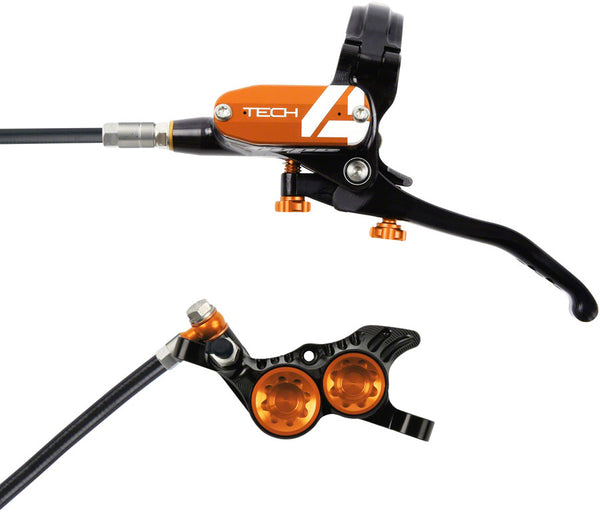 Hope Tech 4 V4 Disc Brake and Lever Set - Front Hydraulic Post Mount Orange