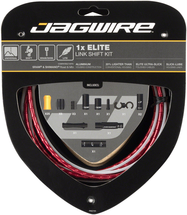 Jagwire 1x Elite Link Shift Cable Kit SRAM/Shimano Polished Ultra-Slick Cable Red