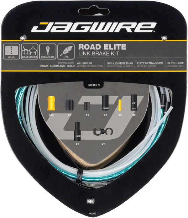 Jagwire Road Elite Link Brake Cable Kit - SRAM/Shimano Ultra-Slick Uncoated Cables Ltd. Celeste