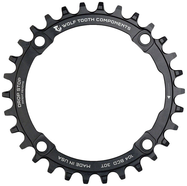 Wolf Tooth 104 BCD Chainring - 30t 104 BCD 4-Bolt Drop-Stop A Black