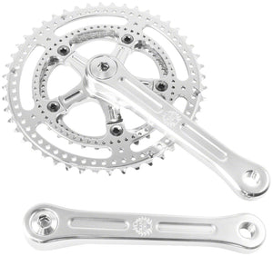 Velo Orange Grand Cru Drillium Cranks - 165mm 8/9/10 Speed 48/34t Square Taper JIS Spindle Interface Polished Aluminum