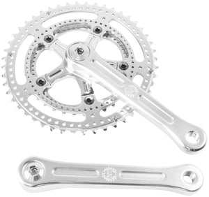 Velo Orange Grand Cru Drillium Cranks - 175mm 8/9/10 Speed 48/34t Square Taper JIS Spindle Interface Polished Aluminum