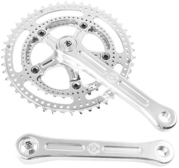Velo Orange Grand Cru Drillium Cranks - 175mm 8/9/10 Speed 48/34t Square Taper JIS Spindle Interface Polished Aluminum