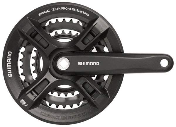 Shimano Altus FC-M311 Crankset - 170mm 7/8-Speed 48/38/28t Riveted Square Taper JIS Spindle Interface BLK