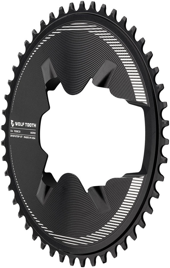 Wolf Tooth Aero Direct Mount 1x Chainring - 48t 4-Bolt Drop-Stop ST Compatible Shimano Dura-Ace R9200/R9200-P Only BLK
