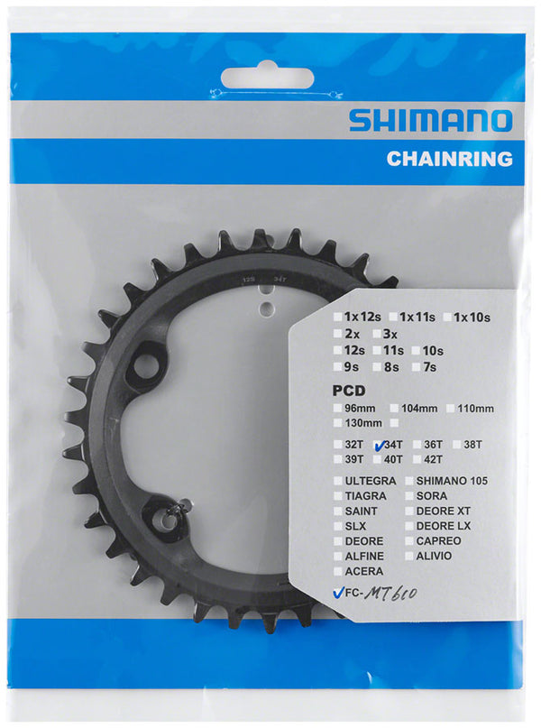 Shimano FC-MT610 Chainring - 34t 12-Speed Asymmetric 96 BCD Black