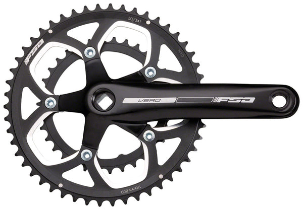 Full Speed Ahead Vero Compact Crankset - 170mm 9-Speed 50/34t 110 BCD Square Taper JIS Spindle Interface BLK