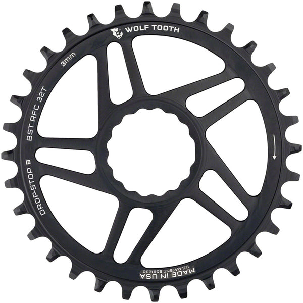 Wolf Tooth Direct Mount Chainring - 32t RaceFace/Easton CINCH Direct Mount Drop-Stop B For Boost Cranks 3mm Offset BLK
