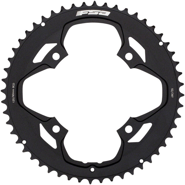 Full Speed Ahead Omega/Vero Pro Road Double Chainring - 52t 120 BCD Aluminum N-11 BLK