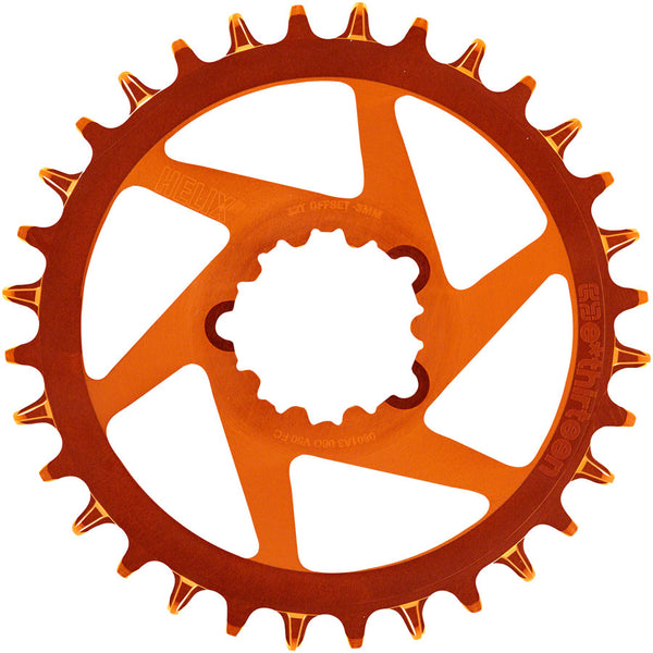 e*thirteen Helix R Guidering - 34t 11/12-Speed 3mm Offset SRAM 3-Bolt DM Naranja